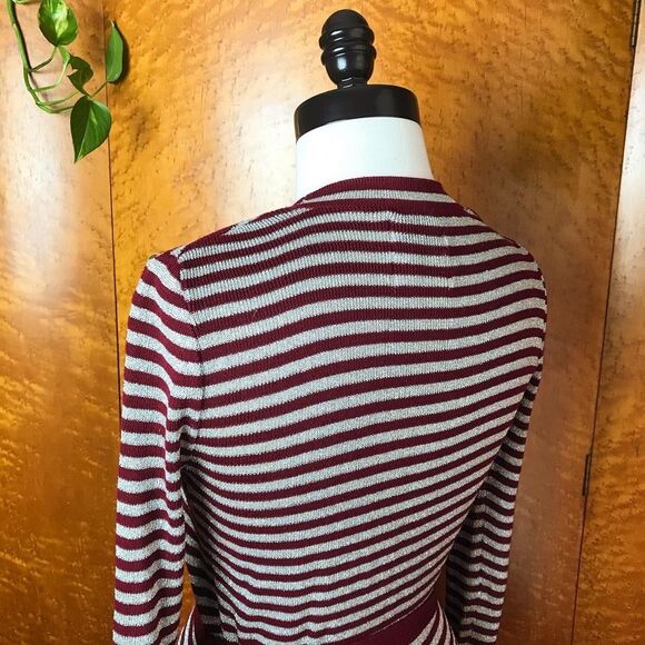 70’s 70s VINTAGE MACY’S Silver Burgundy Cardigan M - Picture 12 of 13